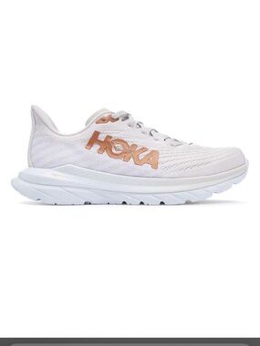 Hoka Women's Running Sneakers in Cream with Rose Gold Logo